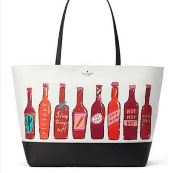 kate spade Handbags - Kate Spade Hot Sauce Leather and Coated Canvas Tote